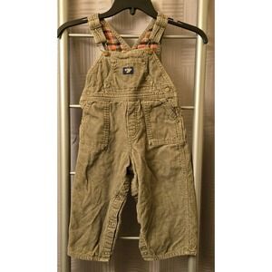 Vintage OshKosh B'Gosh Vestbak Flannel Lined Green Corduroy Bib Overalls Kids